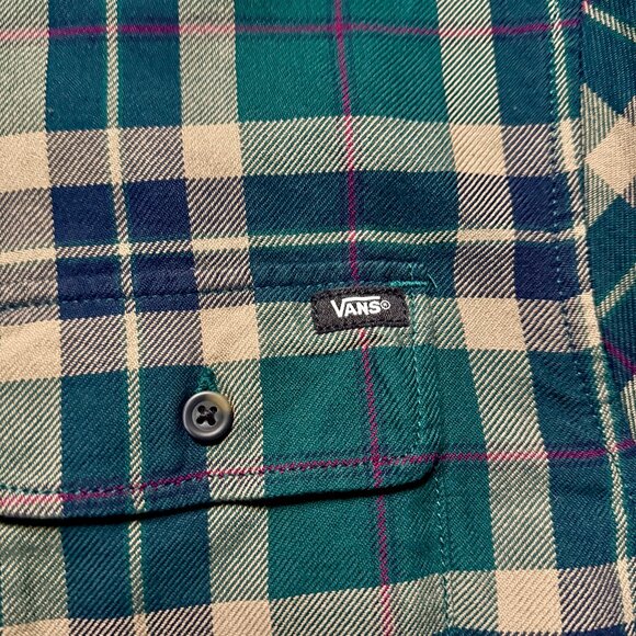*NEW Vans Men's Box Flannel Classic Long Sleeve Shirt - Blue/Brown Plaid - Picture 3 of 7